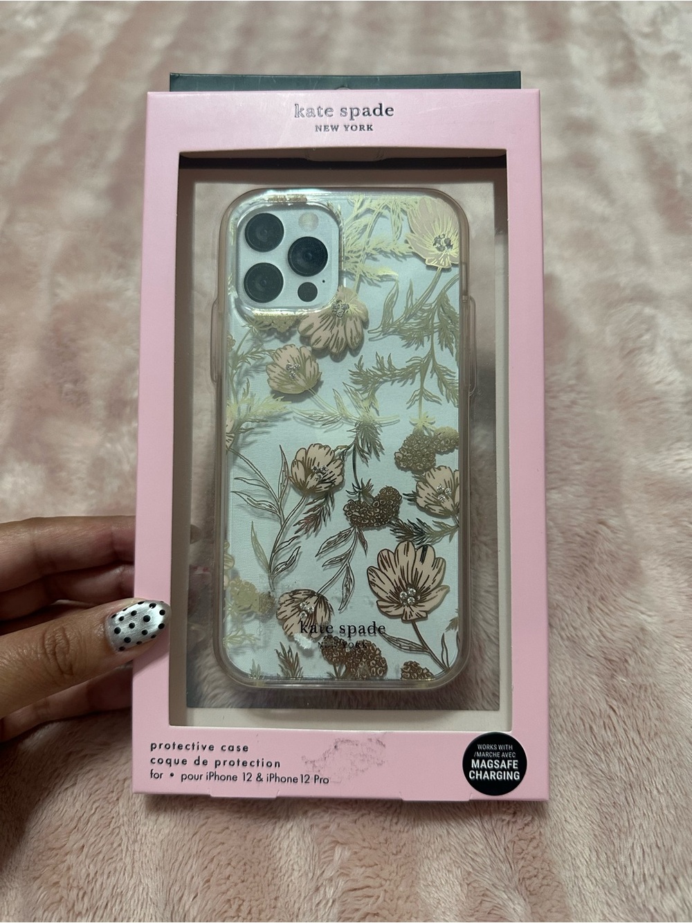 kate spade Floral Gold Accent iPhone Case - Pink & Gold